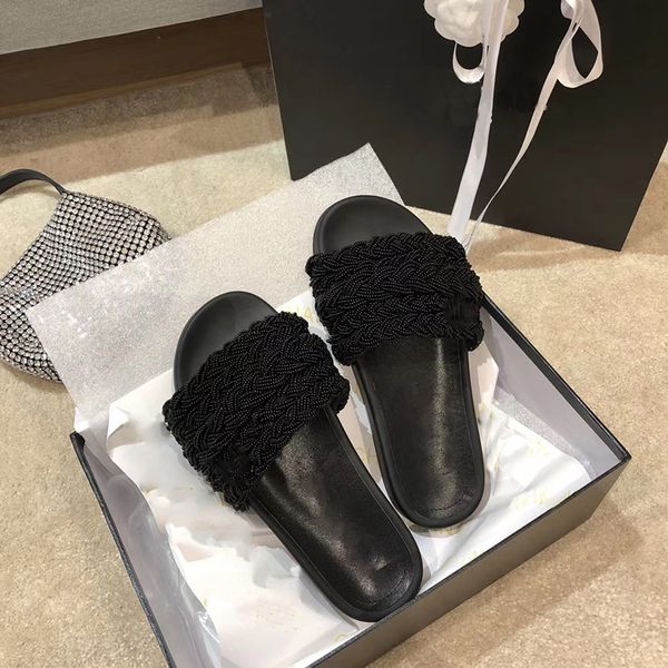 small pearls embroidered womens designer slippers black white brief vintage women beach scuffs slippers new female sandals
small pearls embroidered womens designer slippers black white brief vintage women beach scuffs slippers new female sandals