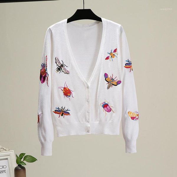 women's knits & tees autumn v-neck long sleeve insect cardigans women knitted jacket embroidered sweater casual outerwear ta89061, White
women's knits & tees autumn v-neck long sleeve insect cardigans women knitted jacket embroidered sweater casual outerwear ta89061, White