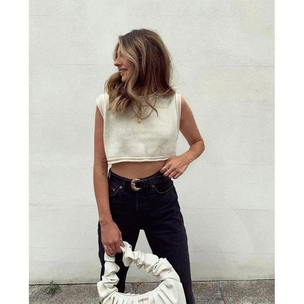 2021 new women knit crop sleeveless tank round-neck short pullover fashion casual femme t- shirts ropa mujer, White
2021 new women knit crop sleeveless tank round-neck short pullover fashion casual femme t- shirts ropa mujer, White