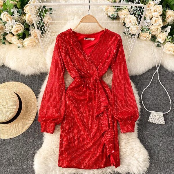 red sequins dress women blingbling club party dress vestidos autumn fashion v-neck long sleeve ruffles mini1, Black;gray
red sequins dress women blingbling club party dress vestidos autumn fashion v-neck long sleeve ruffles mini1, Black;gray