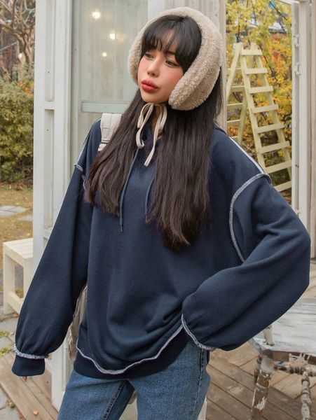 dazy stitching drop shoulder drawstring hoodie w3qi#, White;black
dazy stitching drop shoulder drawstring hoodie w3qi#, White;black