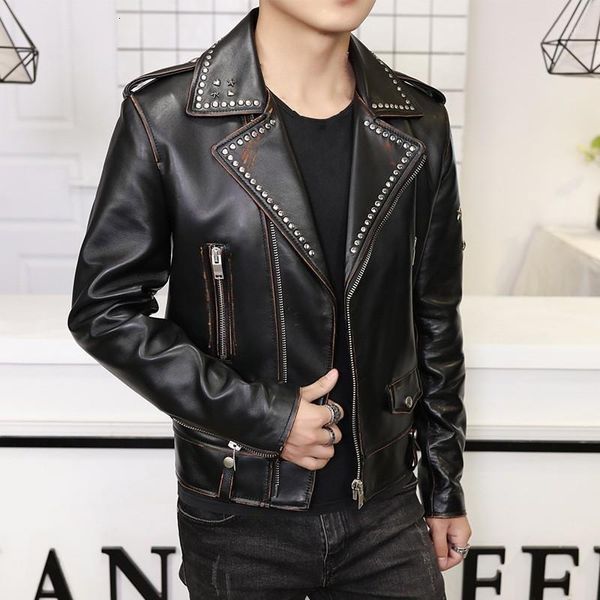 luxury sheepskin outerwear men punk zipper slim fit genuine leather coat vintage rivet black biker jacket male 2xl1
luxury sheepskin outerwear men punk zipper slim fit genuine leather coat vintage rivet black biker jacket male 2xl1