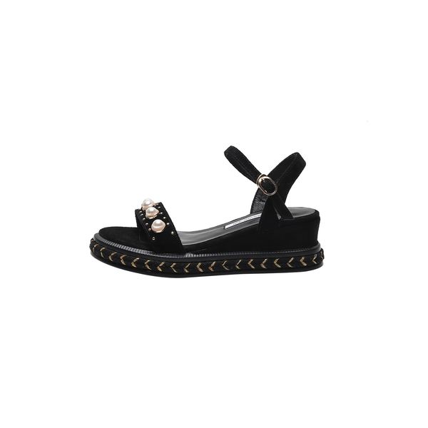 women's size 2021 22-26cm heels 5.5cm straw wedges suede sandals pearl rivets b6ph, Black
women's size 2021 22-26cm heels 5.5cm straw wedges suede sandals pearl rivets b6ph, Black