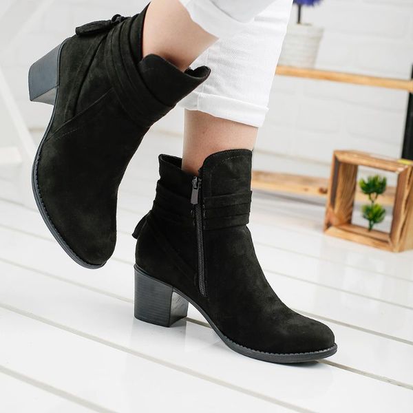 ayakland 8422-832 замшевые черные 6см каблуки женские сапоги обувь, Black 
ayakland 8422-832 замшевые черные 6см каблуки женские сапоги обувь, Black