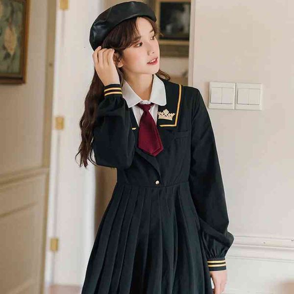 magogo college style jk uniform long dress female autumn sweet waist pleated japanese temperament student dress with tie, Black;gray
magogo college style jk uniform long dress female autumn sweet waist pleated japanese temperament student dress with tie, Black;gray