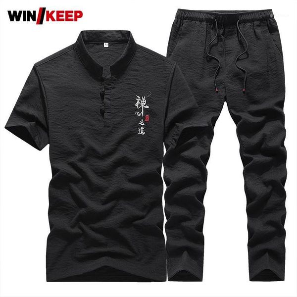 running sets chinese style men short sleeve t-shirts trousers two piece set embroidery elastic waist pants tracksuit plus size1, Black;blue
running sets chinese style men short sleeve t-shirts trousers two piece set embroidery elastic waist pants tracksuit plus size1, Black;blue