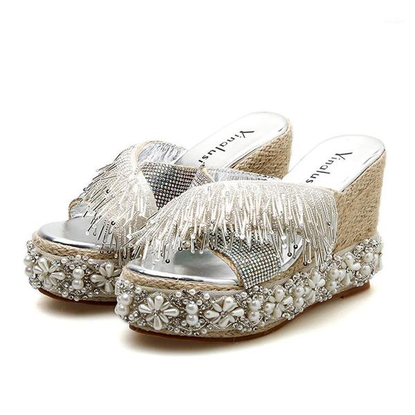slippers vintage pearl rhinestone parquet lace hand-sewn tassel sequined wedge heeled woven slippers1, Black
slippers vintage pearl rhinestone parquet lace hand-sewn tassel sequined wedge heeled woven slippers1, Black