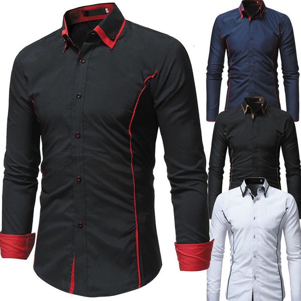 new fashion color contrast ollar casual slim long sleeve men's shirt, White;black
new fashion color contrast ollar casual slim long sleeve men's shirt, White;black
