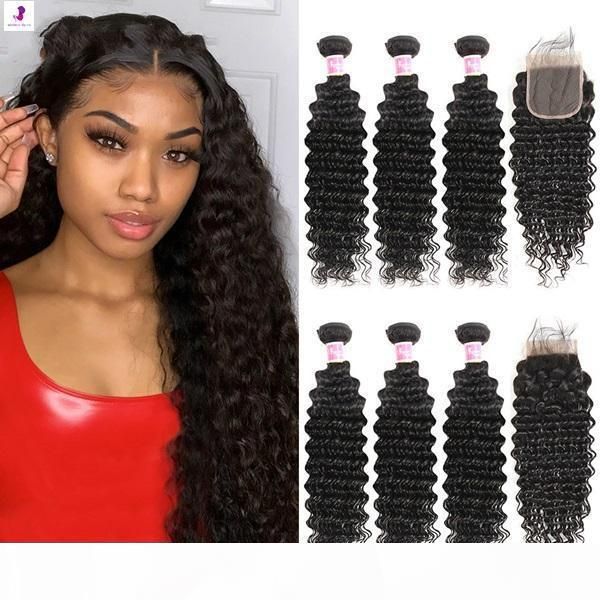 brazilian deep wave bundles with closure non-remy human hair 3 and 4 bundles with lace closure queen mary human hair extensione, Black;brown
brazilian deep wave bundles with closure non-remy human hair 3 and 4 bundles with lace closure queen mary human hair extensione, Black;brown