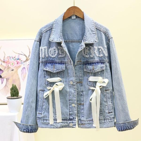 2020 new korean women beading diamonds denim jackets loose fit preppy style ribbons jeans jackets lapel fashion female overcoats1, Black;brown
2020 new korean women beading diamonds denim jackets loose fit preppy style ribbons jeans jackets lapel fashion female overcoats1, Black;brown