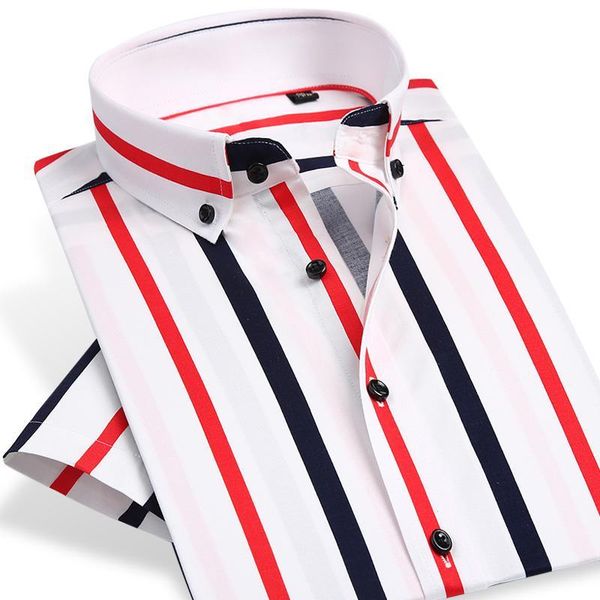 men's fashion color striped short sleeve dress shirts standard-fit male clothes high-quality button-down casual thin shirt, White;black
men's fashion color striped short sleeve dress shirts standard-fit male clothes high-quality button-down casual thin shirt, White;black