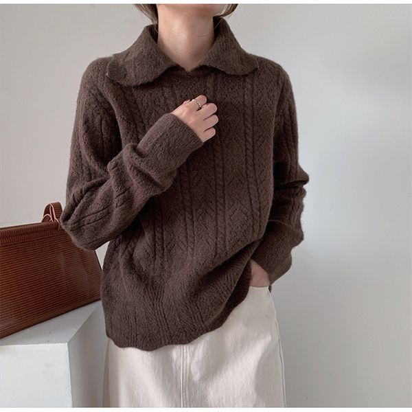 2020 autumn new women knitted sweaters female pullover solid twist turndown collar elegant office lady casual all match, White;black
2020 autumn new women knitted sweaters female pullover solid twist turndown collar elegant office lady casual all match, White;black