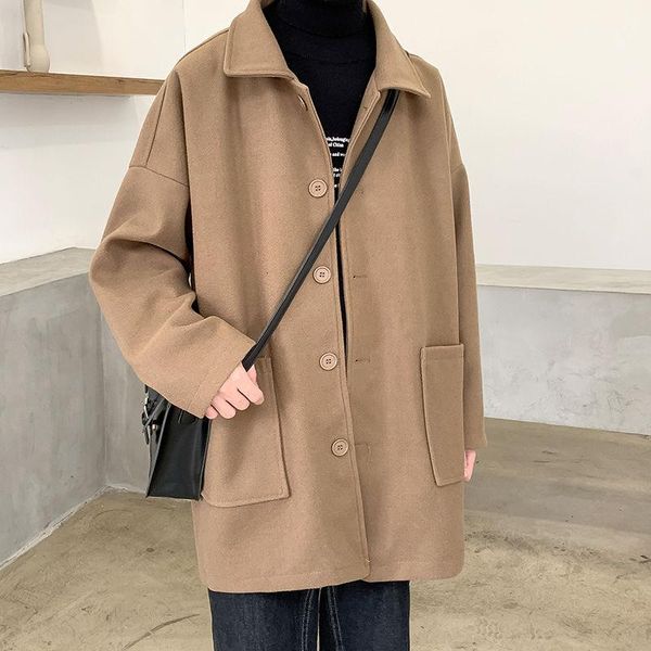 korean style long woolen coat men's fashion casual oversize woolen coat men loose autumn winter jacket mens overcoat, Black
korean style long woolen coat men's fashion casual oversize woolen coat men loose autumn winter jacket mens overcoat, Black