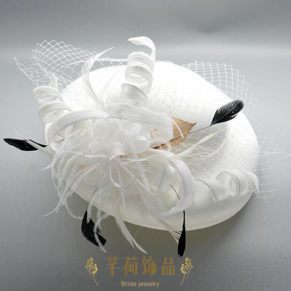 spring and autumn 2021 new lady and bride wedding hat hat headdress feather banquet stage wedding dress accessories, Blue;gray
spring and autumn 2021 new lady and bride wedding hat hat headdress feather banquet stage wedding dress accessories, Blue;gray