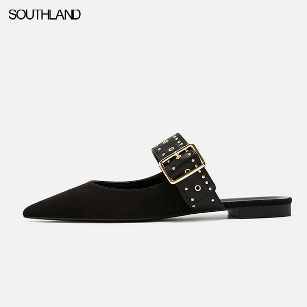 slippers southland summer punk style rivets mules shoes women pointed toe flat sandals leather mule slides studded ladies sandals1, Black
slippers southland summer punk style rivets mules shoes women pointed toe flat sandals leather mule slides studded ladies sandals1, Black