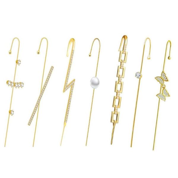 stud ear wrap earrings elegant crystal craved gold-tone crawler hook classic rhinestone piercing cuff for women, Golden;silver
stud ear wrap earrings elegant crystal craved gold-tone crawler hook classic rhinestone piercing cuff for women, Golden;silver