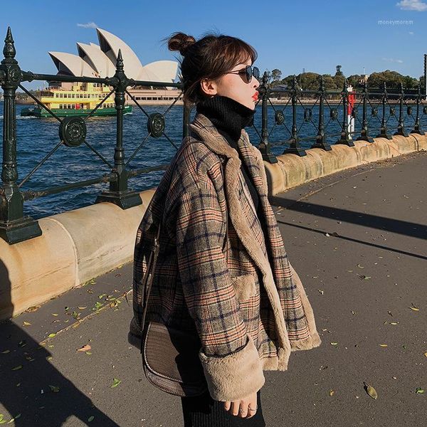 women's wool & blends fashion casual plaid zip women winter coat turn-down collar coats and jackets full sleeve cashmere coat1, Black
women's wool & blends fashion casual plaid zip women winter coat turn-down collar coats and jackets full sleeve cashmere coat1, Black
