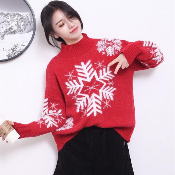 winter korean turtleneck sweater women's snowflake pattern pullovers womens loose knitted thick sweaters women1, White;black
winter korean turtleneck sweater women's snowflake pattern pullovers womens loose knitted thick sweaters women1, White;black