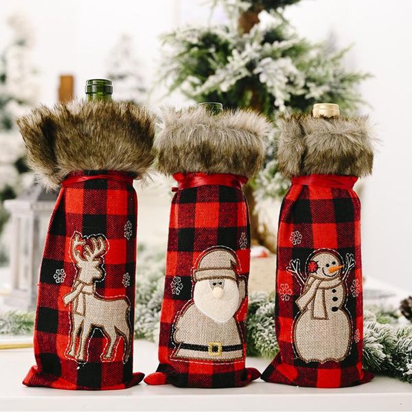 1pc christmas plaid cloth cover wine bottle set cute printed bottle bag clothes home ornament table dinner party new year decor
1pc christmas plaid cloth cover wine bottle set cute printed bottle bag clothes home ornament table dinner party new year decor