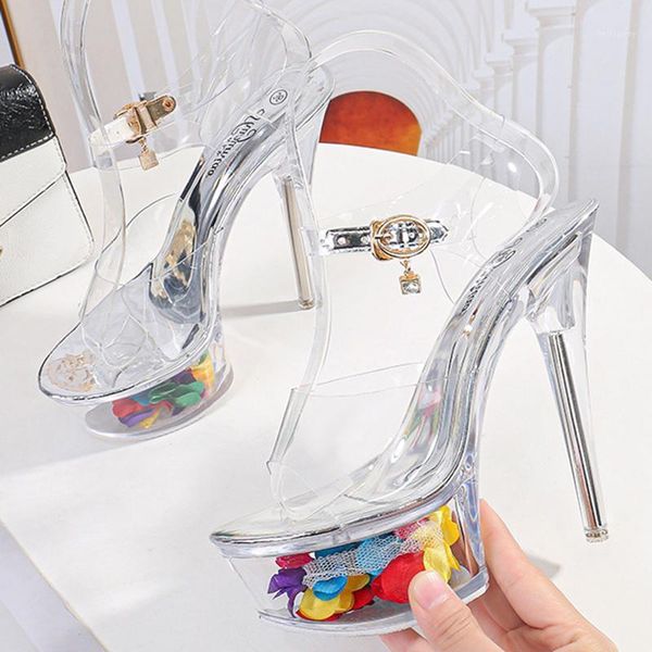 women high heel sandals 15cm transparent design model pole dancing fashion brand party catwalk shoes for ladies1, Black
women high heel sandals 15cm transparent design model pole dancing fashion brand party catwalk shoes for ladies1, Black
