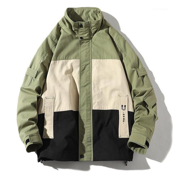 men's jackets 2021 spring men jacket casual loose stand collar patchwork male high street hip hop coats abz6431, Black;brown
men's jackets 2021 spring men jacket casual loose stand collar patchwork male high street hip hop coats abz6431, Black;brown