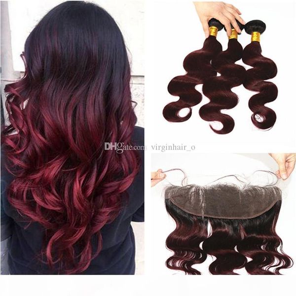two tone 1b 99j burgundy dark root ombre hair with frontal wine red body wave human hair 3 bundles with 13*4 lace closure, Black;brown
two tone 1b 99j burgundy dark root ombre hair with frontal wine red body wave human hair 3 bundles with 13*4 lace closure, Black;brown