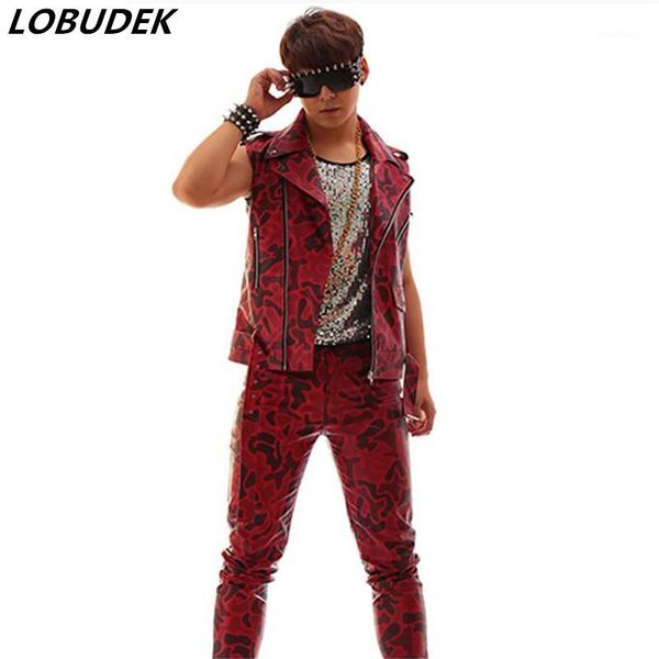 men's tracksuits (vest+pants) camouflage red male pu leather slim vest pants suit set hip hop jazz costumes singer nightclub bar show s, Gray
men's tracksuits (vest+pants) camouflage red male pu leather slim vest pants suit set hip hop jazz costumes singer nightclub bar show s, Gray