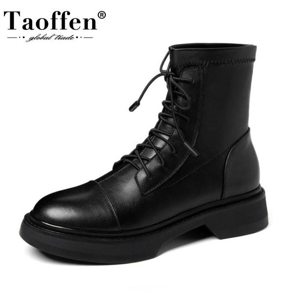 taoffen real leather women ankle boots lace up flats shoes round toe winter warm boots women fashion office footwear size 34-39, Black
taoffen real leather women ankle boots lace up flats shoes round toe winter warm boots women fashion office footwear size 34-39, Black