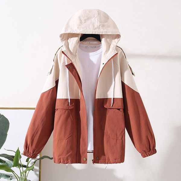 autumn women trench coat new korean colorblock bf student hooded tooling windbreaker girls baseball uniform outerwear ah561, Tan;black
autumn women trench coat new korean colorblock bf student hooded tooling windbreaker girls baseball uniform outerwear ah561, Tan;black