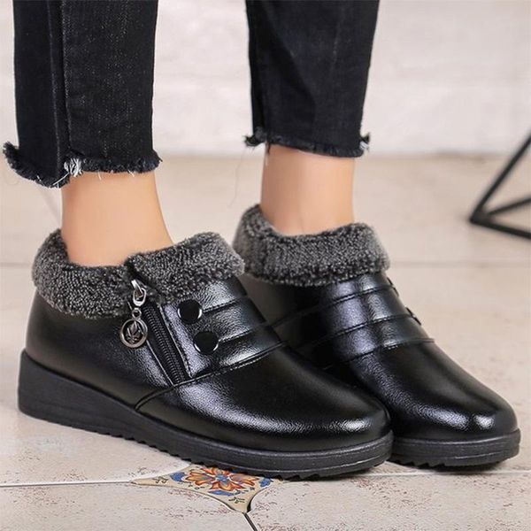 winter women short plush warm snow boots woman zipper faux pu leather waterproof platform female shoes ladies flat mother shoes, Black
winter women short plush warm snow boots woman zipper faux pu leather waterproof platform female shoes ladies flat mother shoes, Black