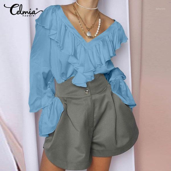 celmia 2019 ladies fashion elegant solid color blusas v-neck long sleeve shirts ruffle office casual oversized blouse1, White
celmia 2019 ladies fashion elegant solid color blusas v-neck long sleeve shirts ruffle office casual oversized blouse1, White