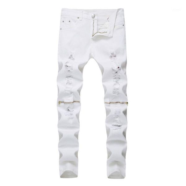 men's jeans fashion 2021 spring autumn distressed denim white color knee zipper locomotive biker dance pantalon homme men hombre1, Blue
men's jeans fashion 2021 spring autumn distressed denim white color knee zipper locomotive biker dance pantalon homme men hombre1, Blue