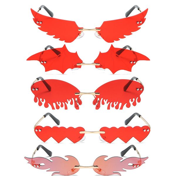 2020 luxury fashion fire wing frame bat flame sunglasses women rimless wave sun glasses metal shades mirror eyewear, White;black
2020 luxury fashion fire wing frame bat flame sunglasses women rimless wave sun glasses metal shades mirror eyewear, White;black
