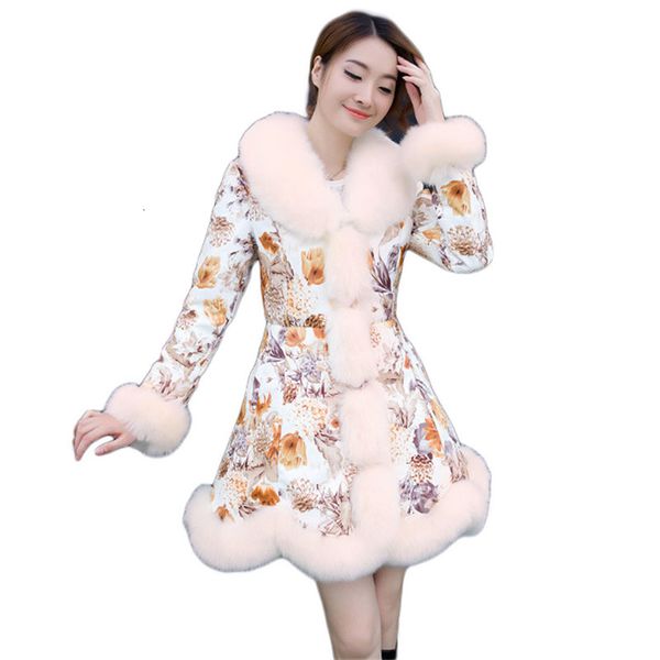 2021 new women's winter coat yellow printing down cotton coats new fashion fine fox fur collar of fake thick heat parkas feminine, Black
2021 new women's winter coat yellow printing down cotton coats new fashion fine fox fur collar of fake thick heat parkas feminine, Black