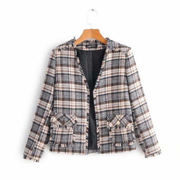 women's jackets women plaid suit twist tweed notched tassels checked feminino gold buttons fall winter multi-occasion jacket v-neck, Black;brown
women's jackets women plaid suit twist tweed notched tassels checked feminino gold buttons fall winter multi-occasion jacket v-neck, Black;brown