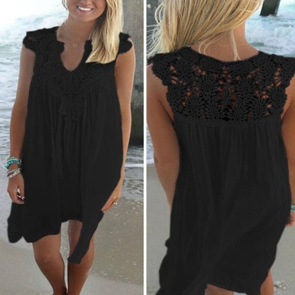 casual dresses women's dress summer female sleeveless solid color v-neck lace decoration hollow out chiffon z1, Black;gray
casual dresses women's dress summer female sleeveless solid color v-neck lace decoration hollow out chiffon z1, Black;gray