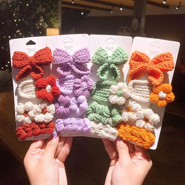 hair accessories 4pcs/set autumn winter adorable colorful wool knitted bowknot flower clip kids hairpin for girls women, Slivery;white
hair accessories 4pcs/set autumn winter adorable colorful wool knitted bowknot flower clip kids hairpin for girls women, Slivery;white