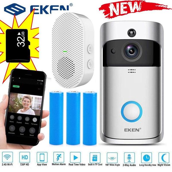doorbells eken v5 wifi smart home video doorbell camera door bell with chime night vision pir motion detection app control
doorbells eken v5 wifi smart home video doorbell camera door bell with chime night vision pir motion detection app control