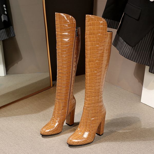2021 new knee square high heel fashion long boots autumn winter pu leather zipper women shoes big size 34-43 chnp, Black
2021 new knee square high heel fashion long boots autumn winter pu leather zipper women shoes big size 34-43 chnp, Black