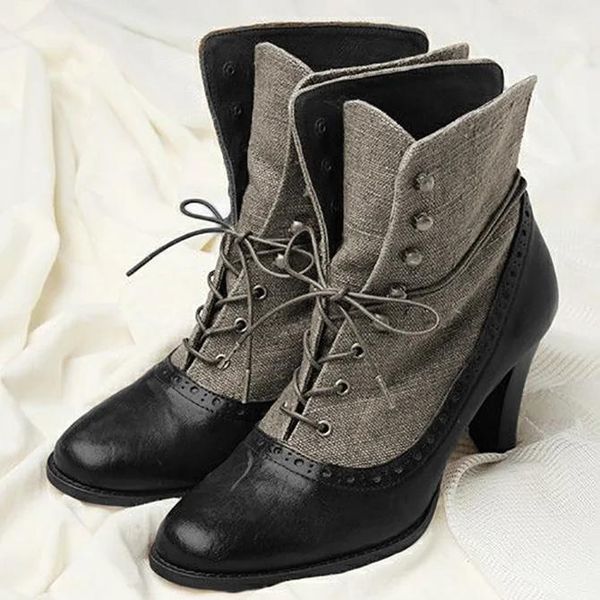 women boots pu leather lace up retro casual womans booties gladiator high heel shoes ladies fashion botas mujer invierno tw5031, Black
women boots pu leather lace up retro casual womans booties gladiator high heel shoes ladies fashion botas mujer invierno tw5031, Black