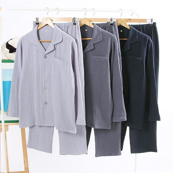 men's sleepwear couple double crepe gauze pajama set 100% cotton long shirt nightwear sleeve nightgown men and women pijamas, Black;brown
men's sleepwear couple double crepe gauze pajama set 100% cotton long shirt nightwear sleeve nightgown men and women pijamas, Black;brown