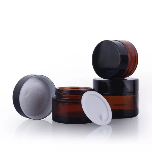 brown amber glass black lid 515 30 50 100g cosmetic jar packaging sample eye cream
brown amber glass black lid 515 30 50 100g cosmetic jar packaging sample eye cream