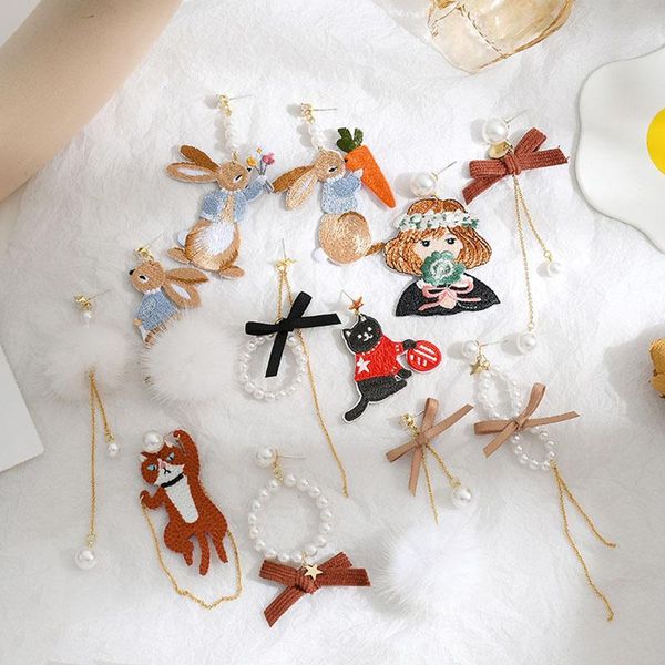 stud 2021 hand-made forest retro embroidery fabric cartoon cute little panda temperament pearl hair ball earrings female, Golden;silver
stud 2021 hand-made forest retro embroidery fabric cartoon cute little panda temperament pearl hair ball earrings female, Golden;silver