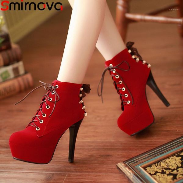 smirnova big size 34-43 autumn winter ankle boots for women round toe lace up flock super high ladies prom shoes women boots1, Black
smirnova big size 34-43 autumn winter ankle boots for women round toe lace up flock super high ladies prom shoes women boots1, Black