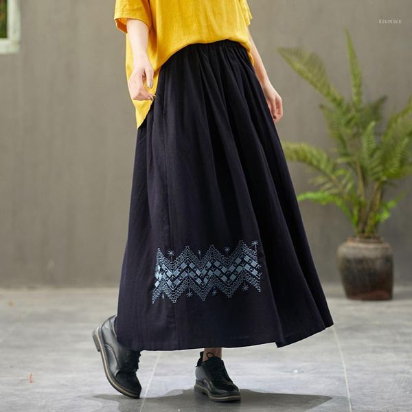 2020 cotton and linen women skirt summer long maxi elastic waist skirts red black brown a-line embroidery skirts1
2020 cotton and linen women skirt summer long maxi elastic waist skirts red black brown a-line embroidery skirts1