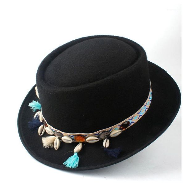 fashion women winter pork pie hat outdoor travel casual wild hat flat fedora jazz flat size 58cm1, Blue;gray
fashion women winter pork pie hat outdoor travel casual wild hat flat fedora jazz flat size 58cm1, Blue;gray