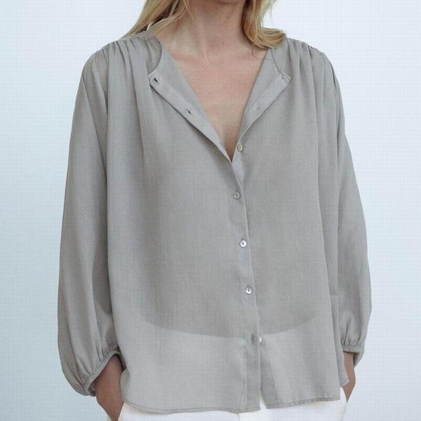 women wide shirt blouse autumn 2020 new fashion ankle length sleeve grey color female casual shirts, White
women wide shirt blouse autumn 2020 new fashion ankle length sleeve grey color female casual shirts, White