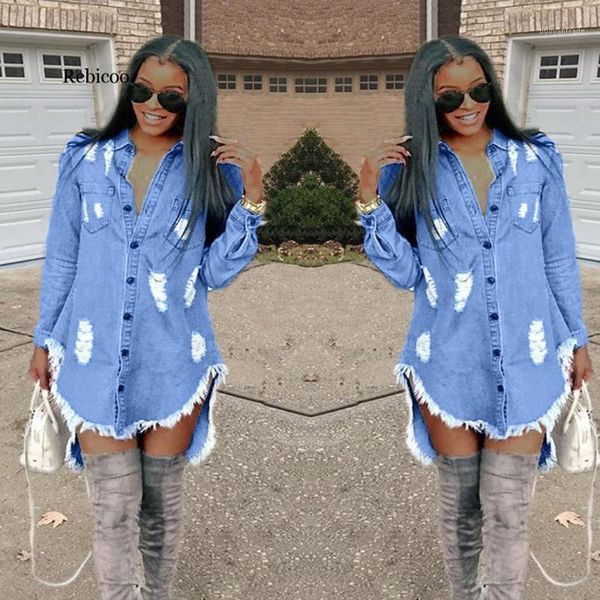 casual dresses vintage women denim mini asymmetrical dress turn down neck long sleeve ribbbed tassel shirt blue jean vestido1, Black;gray
casual dresses vintage women denim mini asymmetrical dress turn down neck long sleeve ribbbed tassel shirt blue jean vestido1, Black;gray