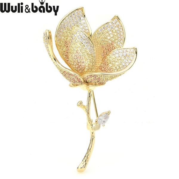 

wuli&baby luxury czech rhinestone lotus flower brooches women weddings banquet brooch pins new year gifts 201009, Gray