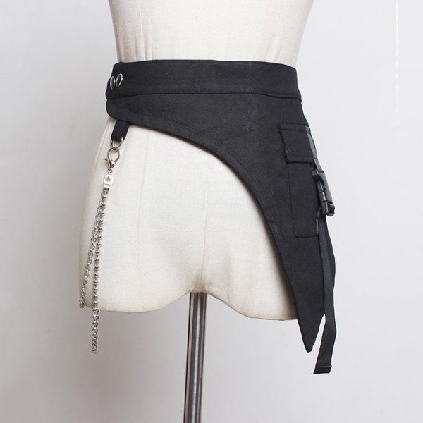 punk style black asymmetrical buttons buckle split wide belt cloth with chain pocket waist women belts, Black;brown
punk style black asymmetrical buttons buckle split wide belt cloth with chain pocket waist women belts, Black;brown